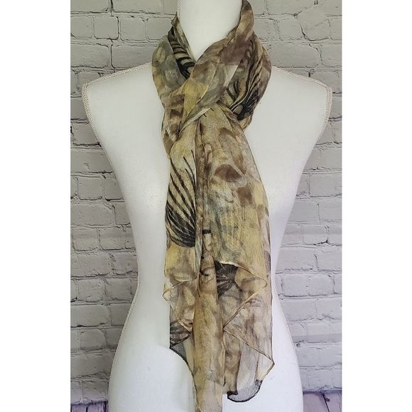 Nine West Lightweight Palm Leaves Scarf - Picture 1 of 5